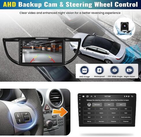 ستيريو سيارة 8 كور/4G+64G أندرويد 13 لسيارة Honda CRV 2012-2016 لاسلكي Apple Carplay Android Auto، بلوتوث 5.0 ملاحة GPS، شاشة لمس IPS 9 بوصة DSP 32EQ FM/RDS WiFi Mirror Link SWC + ميكروفون الكاميرا in Saudi Arabia