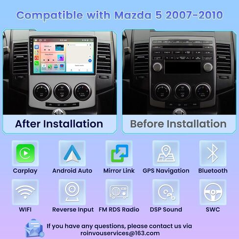 Roinvou [2G+64G] Car Radio for Mazda 5 2007-2010 with Wireless Carplay/Android Auto, 9 Inch Android 13 IPS Touch Screen Car Stereo, Bluetooth, GPS Navi, WiFi, SWC, 28UI, DSP + Backup Camera in Saudi Arabia