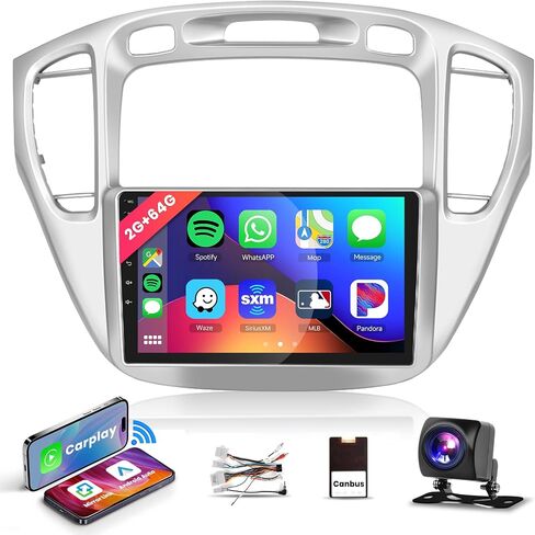 2G+64G لسيارة Toyota Highlander 2000-2007 Android ستيريو مع Apple Car Play اللاسلكي Android Auto MirrorLink، podofo شاشة لمس 9 بوصة راديو سيارة بلوتوث مع GPS HiFi Audio WiFi كاميرا احتياطية in Saudi Arabia