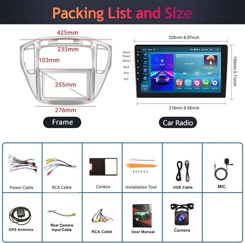 2G+64G لسيارة Toyota Highlander 2000-2007 Android ستيريو مع Apple Car Play اللاسلكي Android Auto MirrorLink، podofo شاشة لمس 9 بوصة راديو سيارة بلوتوث مع GPS HiFi Audio WiFi كاميرا احتياطية in Saudi Arabia