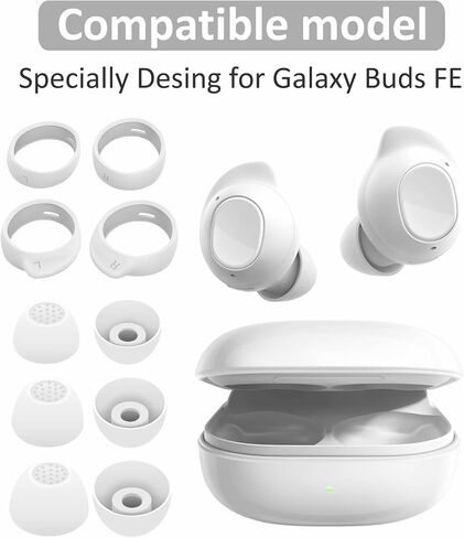 مجموعة خطافات الأذن من Galaxy Buds FE، 5 أزواج بديلة تناسب حافظة سماعات الأذن المصنوعة من السيليكون وسدادات الأذن المضادة للانزلاق وأجنحة رياضية خارجية متوافقة مع Samsung Galaxy Buds FE 2023 - أبيض in Kuwait