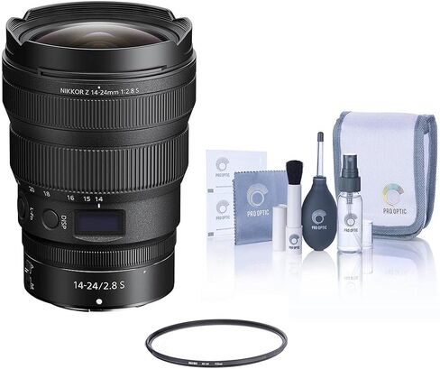 عدسة Nikon NIKKOR Z مقاس 14-24 مم f/2.8 S، حزمة مع فلتر NiSi NC دائري للأشعة فوق البنفسجية مقاس 112 مم، ومجموعة تنظيف in Saudi Arabia