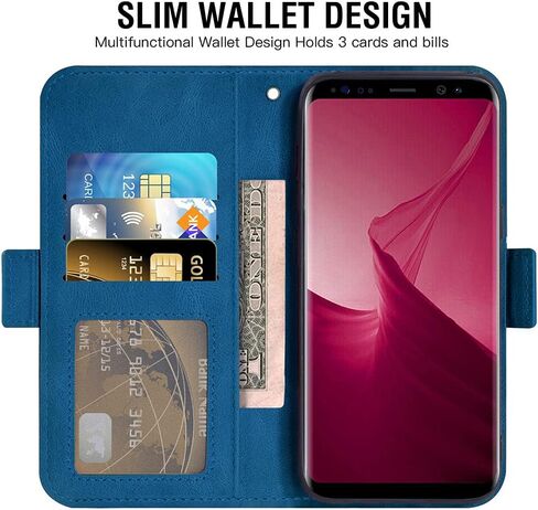 Asuwish Compatible with Samsung Galaxy S9 Wallet Case and Tempered Glass Screen Protector Leather Flip Cover Card Holder Stand Cell Accessories Phone Cases for Glaxay S 9 Edge 9S GS9 Women Men Black in Kuwait