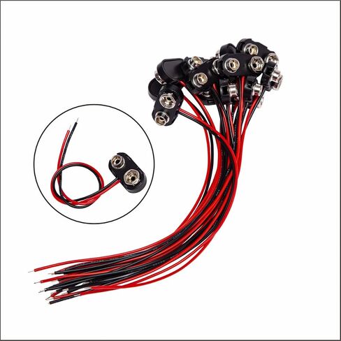 9 Volt Battery Connectors,6 Pcs I-Type 9v Battery Connector Buckle Connector Hard Plastic Shell,9 Volt Battery Connectors with Wires 5.9in in Saudi Arabia