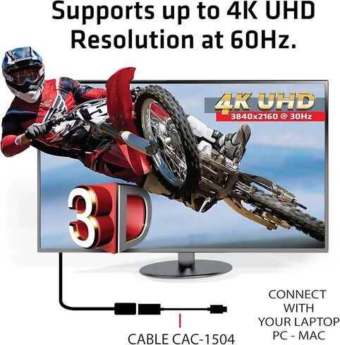 محول Club 3D، CAC-1504، USB-C إلى HDMI 2.0 لجهاز MacBook Retina 12 بوصة 2015 / 2016، XPS 2016، Chromebook Pixel 2015، Thunderbolt 3 والمزيد (يدعم شاشات 4K / UHD حتى 3840x2160@60 هرتز) in Kuwait