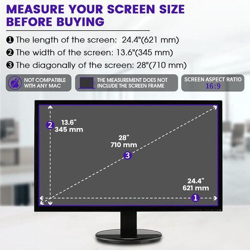 F FORITO 28 inch Anti Blue Light Matte Computer Screen Protector, Compatible with SAMSUNG 28 Inch Computer, Reduce Eye Strain Anti Reflection Anti Glare Computer Screen Cover in Saudi Arabia