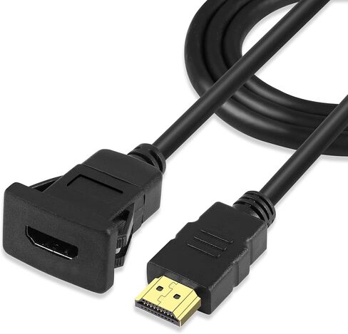 GINTOOYUN HDMI Panel Embedded Extension Cable Buckle Type Square Single Port HDMI Female to HDMI Male Extension Interface Cable for Car Ship Motorcycle Truck Dashboard (3FT) in Saudi Arabia