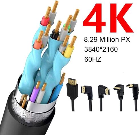 2ft HDMI 4K Adapter Cable, 90 Degree Right Angle HDMI Male to HDMI Male Cable, HDMI 2.0 Version HD High Speed Shield Cord, 4K@60HZ (Right Angle Male) in Kuwait