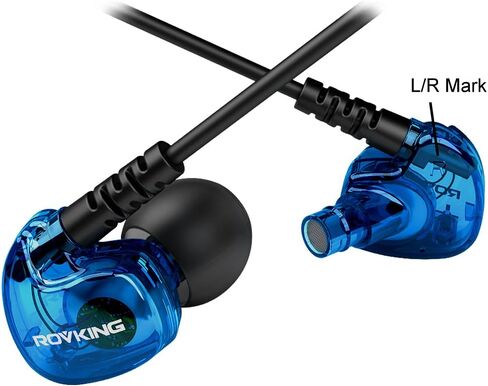 Sport Headphones Wired Sweatproof, Over Ear Earbuds for Running Gym Workout Exercise Jogging, Stereo in Ear Earphones with Mic, Noise Isolating Earhook Ear Buds for Cell Phone MP3 Laptop Blue in Saudi Arabia