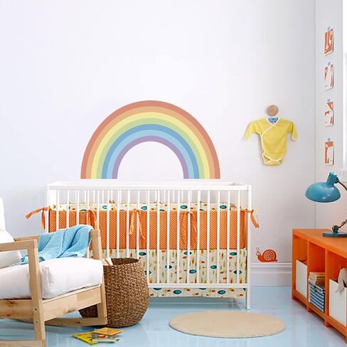 Vinyl Large Rainbow Wall Mural Stickers Peel and Stick, Precut Giant Pastel Watercolor Rainbow Wall Decals for Girls Bedroom Kids Nursery Room Playroom Wall Art Decal, 37.94" x 21.34" in Saudi Arabia