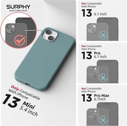 SURPHY Magnetic Case Designed for iPhone 13 Mini Case Compatible with MagSafe (5.4 inch 2021 Release), Liquid Silicone Phone Case with Microfiber Lining (Black) in Saudi Arabia