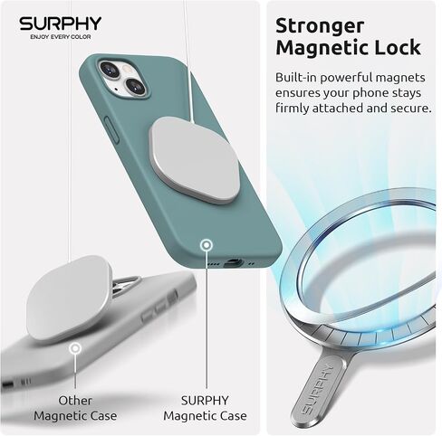 SURPHY Magnetic Case Designed for iPhone 13 Mini Case Compatible with MagSafe (5.4 inch 2021 Release), Liquid Silicone Phone Case with Microfiber Lining (Black) in Saudi Arabia