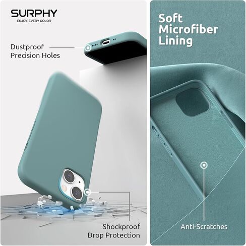 SURPHY Magnetic Case Designed for iPhone 13 Mini Case Compatible with MagSafe (5.4 inch 2021 Release), Liquid Silicone Phone Case with Microfiber Lining (Black) in Saudi Arabia