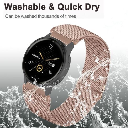4 Pack Stretchy Watch Bands Compatible with 20mm Garmin Venu Sq/Venu Sq 2, Loop Nylon Elastic Fabric Strap for Garmin Vivomove Style/Luxe/HR Women Men in Saudi Arabia