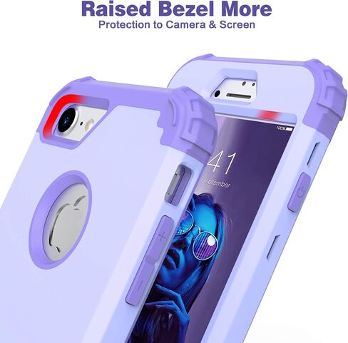 IDweel for iPhone 8 Case with Tempered Glass Screen Protector, for iPhone 7 Case, 3 in 1 Shockproof Slim Hybrid Heavy Duty Hard PC Cover Soft Silicone Bumper Full Body Case, Black in Saudi Arabia