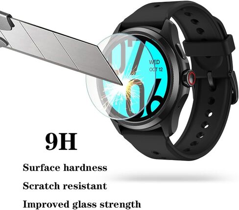 واقي شاشة للساعة (3+1 حزمة) متوافق مع Ticwatch Pro 5، طبقة من الزجاج المقسى مضادة للخدش، تغطية كاملة عالية الوضوح وحافظة واقية ناعمة من مادة TPU، أسود in Kuwait