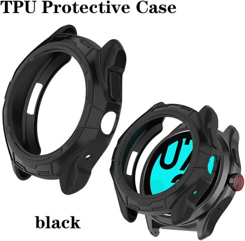 واقي شاشة للساعة (3+1 حزمة) متوافق مع Ticwatch Pro 5، طبقة من الزجاج المقسى مضادة للخدش، تغطية كاملة عالية الوضوح وحافظة واقية ناعمة من مادة TPU، أسود in Kuwait