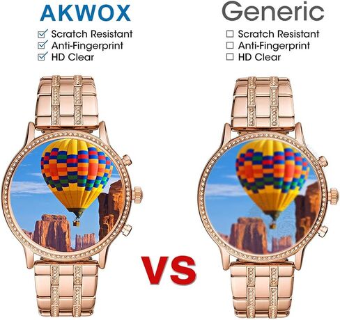 AKWOX [4-Pack] واقي شاشة من الزجاج المقسى لـ Fossil Gen 5 Julianna، [حواف مقوسة 2.5D عالية الوضوح 9H صلابة] واقي شاشة مضاد للخدش لساعة Fossil Women Gen 5 Julianna الذكية in Kuwait