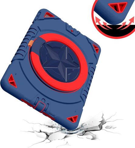 XZC iPad 9th/ 8th/ 7th Generation Case (iPad 10.2 Case 2021/2020/2019) Heavy Duty Shockproof Rugged Cover with Rotating Stand/Pencil Holder/Carrying Shoulder Strap (Blue 1) in Saudi Arabia
