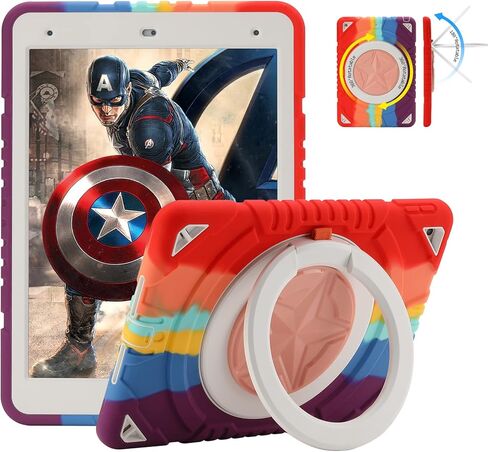 XZC iPad 9th/ 8th/ 7th Generation Case (iPad 10.2 Case 2021/2020/2019) Heavy Duty Shockproof Rugged Cover with Rotating Stand/Pencil Holder/Carrying Shoulder Strap (Blue 1) in Saudi Arabia