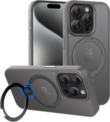 CACOE Magnetic Case for iPhone 15 Pro Max 6.7 inch with 360° Rotatable Ring Phone Stand,Compatible with MagSafe & Magnetic Car Phone Mount,iPhone 15 Pro Max Cases Cover Phone Holder for Desk Videos in Saudi Arabia