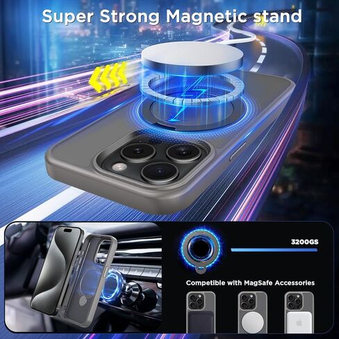 CACOE Magnetic Case for iPhone 15 Pro Max 6.7 inch with 360° Rotatable Ring Phone Stand,Compatible with MagSafe & Magnetic Car Phone Mount,iPhone 15 Pro Max Cases Cover Phone Holder for Desk Videos in Saudi Arabia