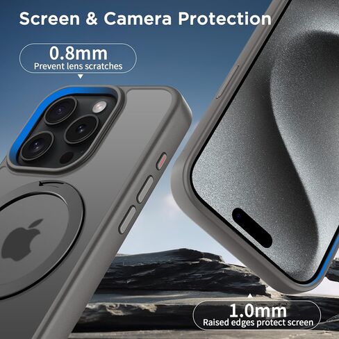 CACOE Magnetic Case for iPhone 15 Pro Max 6.7 inch with 360° Rotatable Ring Phone Stand,Compatible with MagSafe & Magnetic Car Phone Mount,iPhone 15 Pro Max Cases Cover Phone Holder for Desk Videos in Saudi Arabia
