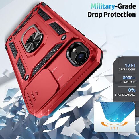 حافظة Weycolor لهاتف iPhone XR مع غطاء عدسة الكاميرا، وواقي شاشة HD، حماية من السقوط من الدرجة العسكرية بطول 10 أقدام، حامل حلقي مغناطيسي، حافظة هاتف واقية، أزرق داكن in Kuwait