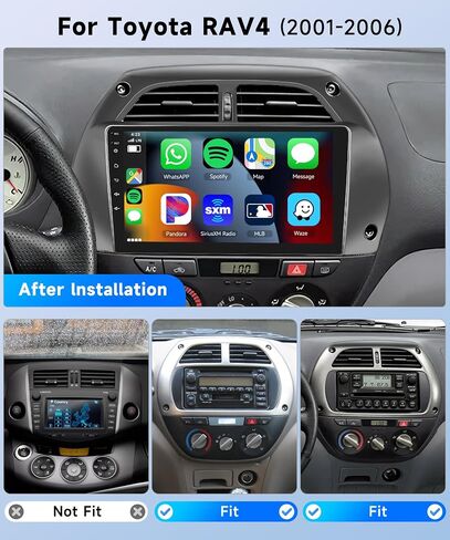 8Core 4+64G- لسيارة Toyota RAV4 2001-2006 Android ستيريو مع Carplay لاسلكي Android Auto، 9 بوصة HD 1280 * 720P IPS شاشة لمس راديو مع نظام تحديد المواقع واي فاي DSP صوت بلوتوث 5.0 SWC كاميرا احتياطية in Saudi Arabia