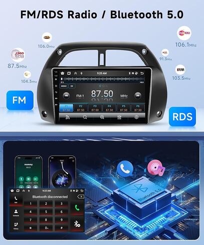 8Core 4+64G- لسيارة Toyota RAV4 2001-2006 Android ستيريو مع Carplay لاسلكي Android Auto، 9 بوصة HD 1280 * 720P IPS شاشة لمس راديو مع نظام تحديد المواقع واي فاي DSP صوت بلوتوث 5.0 SWC كاميرا احتياطية in Saudi Arabia