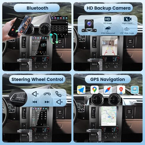 2G+64G لـ Hummer H2 2002-2007 ستيريو سيارة أندرويد مع Carplay لاسلكي Android Auto، شاشة لمس 9.7 بوصة بلوتوث راديو السيارة يدعم نظام تحديد المواقع والملاحة واي فاي HiFi Audio FM SWC USB + كاميرا احتياطية عالية الدقة in Saudi Arabia