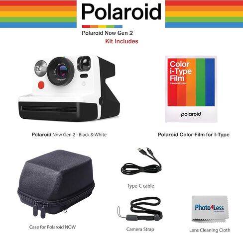 Polaroid Now 2nd Generation I-Type Instant Film Camera Bundle with Polaroid Color Film for I-Type (6000), Protective Carrying Case, Lens Cleaning Cloth in Saudi Arabia