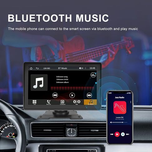 ستيريو سيارة Apple Carplay لاسلكي محمول بشاشة 7 بوصة تعمل باللمس Android Auto مع كاميرا احتياطية AHD، بلوتوث 5.1، وصلة مرآة، جهاز تحكم عن بعد، EQ، FM، Siri، راديو السيارة مع بطاقة TF سعة 64 جيجابايت in Saudi Arabia