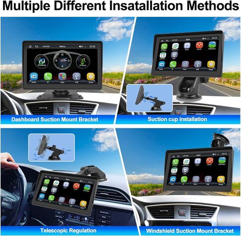 ستيريو سيارة Apple Carplay لاسلكي محمول بشاشة 7 بوصة تعمل باللمس Android Auto مع كاميرا احتياطية AHD، بلوتوث 5.1، وصلة مرآة، جهاز تحكم عن بعد، EQ، FM، Siri، راديو السيارة مع بطاقة TF سعة 64 جيجابايت in Saudi Arabia