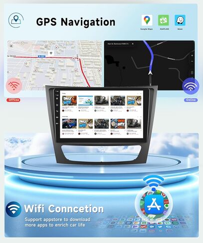 8 Core 4G+64G Car Radio for Mercedes Benz E Class W211 E200 CLS W219 2002-2009, Wireless Apple Carplay Android Auto Car Stereo, 9" IPS Touchscreen with WiFi, GPS, Bluetooth,FM/RDS, DSP, Rear Camera in Saudi Arabia