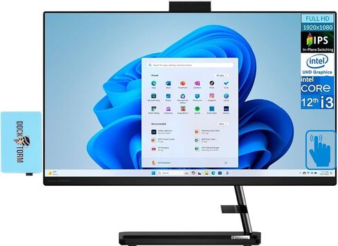 Lenovo IdeaCentre AIO 3i 23.8" Touchscreen IPS FHD All-in-One Desktop PC (Intel i3-1215U, 16GB RAM, 2TB PCIe SSD, WiFi 6, Webcam, Win11P) w/Wireless KYB, Wireless Mouse, & DKZ USB Port Expander in Saudi Arabia