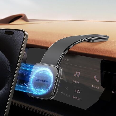 لحامل السيارة Magsafe، حامل هاتف مغناطيسي للسيارة وTesla متوافق مع حامل السيارة MagSafe، iPhone 15 14 13 12 Pro Plus، سبائك التيتانيوم ذات الذاكرة القابلة للانحناء لجميع لوحات القيادة والزجاج الأمامي in Kuwait