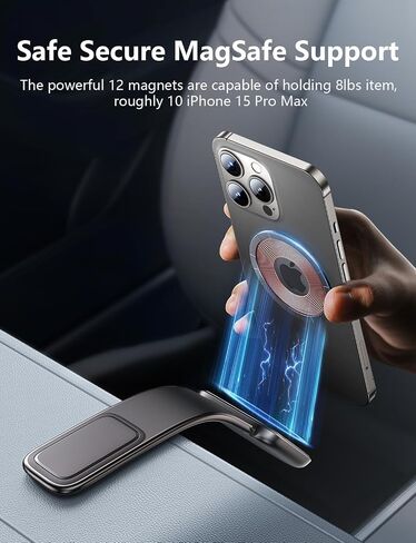 لحامل السيارة Magsafe، حامل هاتف مغناطيسي للسيارة وTesla متوافق مع حامل السيارة MagSafe، iPhone 15 14 13 12 Pro Plus، سبائك التيتانيوم ذات الذاكرة القابلة للانحناء لجميع لوحات القيادة والزجاج الأمامي in Kuwait