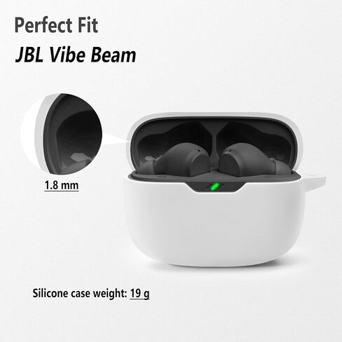 Geiomoo Silicone Case for JBL Vibe Beam 2, JBL Vibe Beam, JBL Vibe 200TWS, Protective Cover with Carabiner (Black) in Kuwait