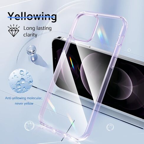 DASFOND Crystal Clear Designed for iPhone 12/12 Pro Case, [Non-Yellowing] 15Ft Military Grade Shockproof Protective Cover Soft Silicone Slim Phone Case for iPhone 12 6.1", Clear in Saudi Arabia