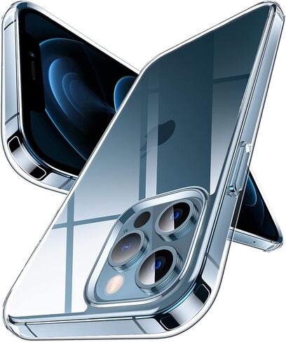 DASFOND Crystal Clear Designed for iPhone 12/12 Pro Case, [Non-Yellowing] 15Ft Military Grade Shockproof Protective Cover Soft Silicone Slim Phone Case for iPhone 12 6.1", Clear in Saudi Arabia