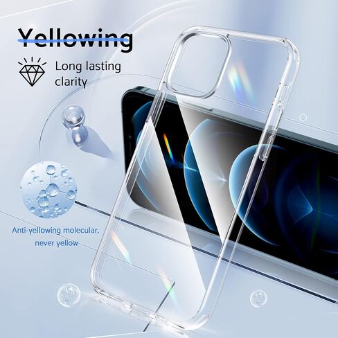 DASFOND Crystal Clear Designed for iPhone 12/12 Pro Case, [Non-Yellowing] 15Ft Military Grade Shockproof Protective Cover Soft Silicone Slim Phone Case for iPhone 12 6.1", Clear in Saudi Arabia