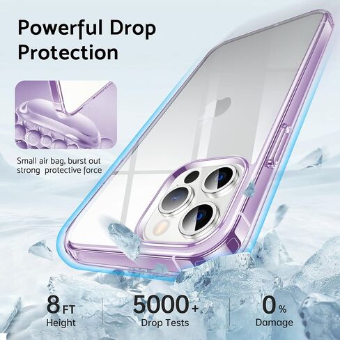 DASFOND Crystal Clear Designed for iPhone 12/12 Pro Case, [Non-Yellowing] 15Ft Military Grade Shockproof Protective Cover Soft Silicone Slim Phone Case for iPhone 12 6.1", Clear in Saudi Arabia
