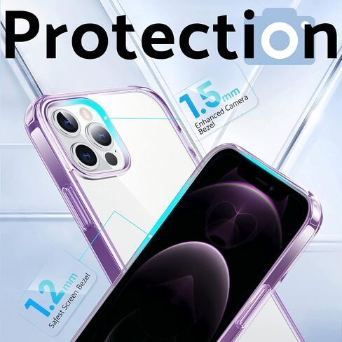 DASFOND Crystal Clear Designed for iPhone 12/12 Pro Case, [Non-Yellowing] 15Ft Military Grade Shockproof Protective Cover Soft Silicone Slim Phone Case for iPhone 12 6.1", Clear in Saudi Arabia