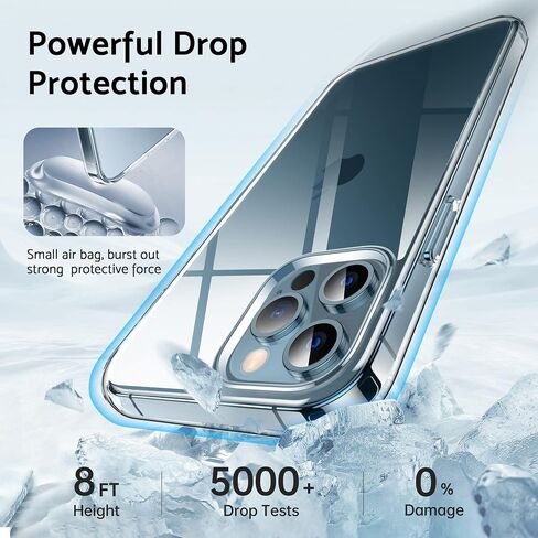 DASFOND Crystal Clear Designed for iPhone 12/12 Pro Case, [Non-Yellowing] 15Ft Military Grade Shockproof Protective Cover Soft Silicone Slim Phone Case for iPhone 12 6.1", Clear in Saudi Arabia