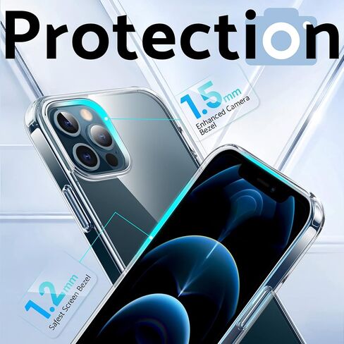 DASFOND Crystal Clear Designed for iPhone 12/12 Pro Case, [Non-Yellowing] 15Ft Military Grade Shockproof Protective Cover Soft Silicone Slim Phone Case for iPhone 12 6.1", Clear in Saudi Arabia