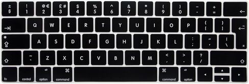 غطاء لوحة مفاتيح من السيليكون بشريط اللمس من HRH متوافق مع جهاز MacBook Pro مع شريط اللمس 13 بوصة و15 بوصة (A2159/A1989/A1706،A1990/A1707) 2019 2018 2016 2017 إصدار أوروبي، أسود in Kuwait