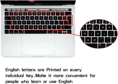 غطاء لوحة مفاتيح من السيليكون بشريط اللمس من HRH متوافق مع جهاز MacBook Pro مع شريط اللمس 13 بوصة و15 بوصة (A2159/A1989/A1706،A1990/A1707) 2019 2018 2016 2017 إصدار أوروبي، أسود in Kuwait