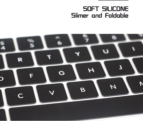 غطاء لوحة مفاتيح من السيليكون بشريط اللمس من HRH متوافق مع جهاز MacBook Pro مع شريط اللمس 13 بوصة و15 بوصة (A2159/A1989/A1706،A1990/A1707) 2019 2018 2016 2017 إصدار أوروبي، أسود in Kuwait