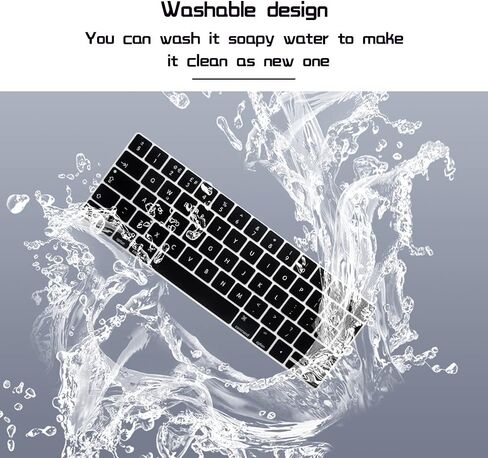 غطاء لوحة مفاتيح من السيليكون بشريط اللمس من HRH متوافق مع جهاز MacBook Pro مع شريط اللمس 13 بوصة و15 بوصة (A2159/A1989/A1706،A1990/A1707) 2019 2018 2016 2017 إصدار أوروبي، أسود in Kuwait